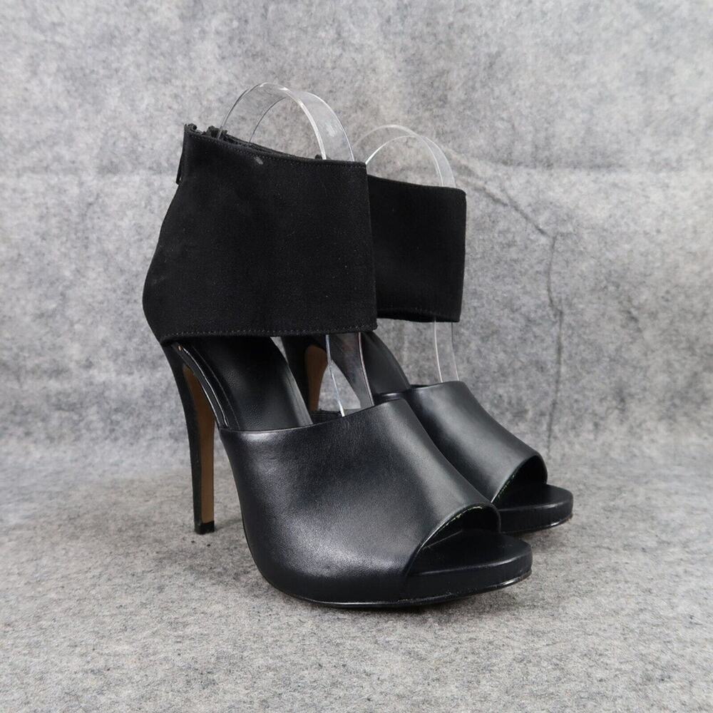 Apt 9 Shoes Womens 7 Pump Stiletto Ankle Strap Open Toe Fashion Formal Black Zip